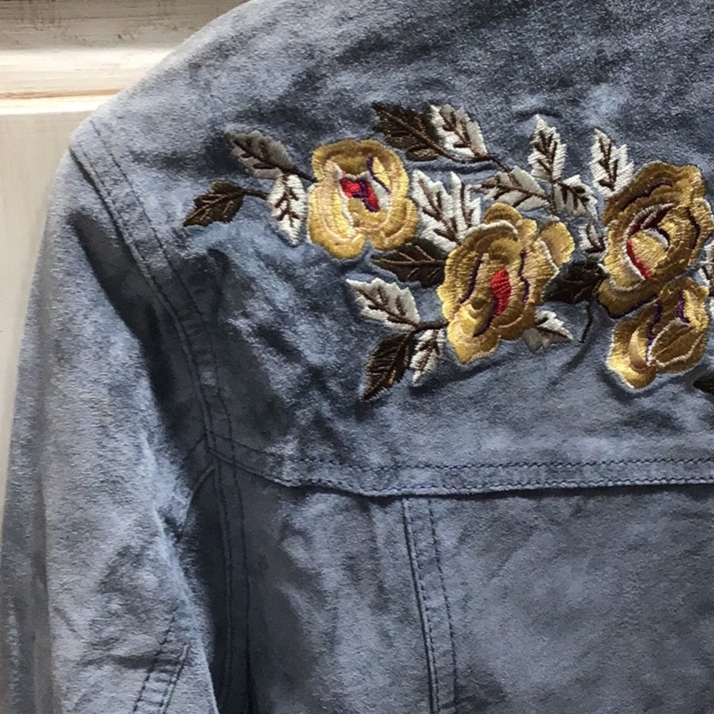 Brandon Thomas Light Blue Embroidered Jacket Y2K